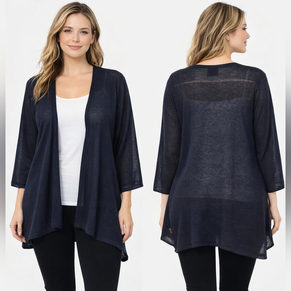 Cynthia Rowley Sweaters - CYNTHIA ROWLEY Cardigan Womens Plus 3X Black Linen Viscose Quiet Luxury Resort